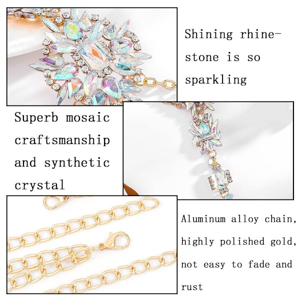 Boho Rhinestone Statement Bryst Kæde Krystal Halskæde Krop Kæde