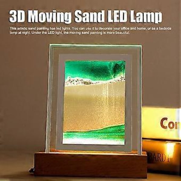Flydende Sandmaleri Natlampe Mobil Desktop Kunst Mobil Sandkunst Billeder Landskab Natlamper USB Stik