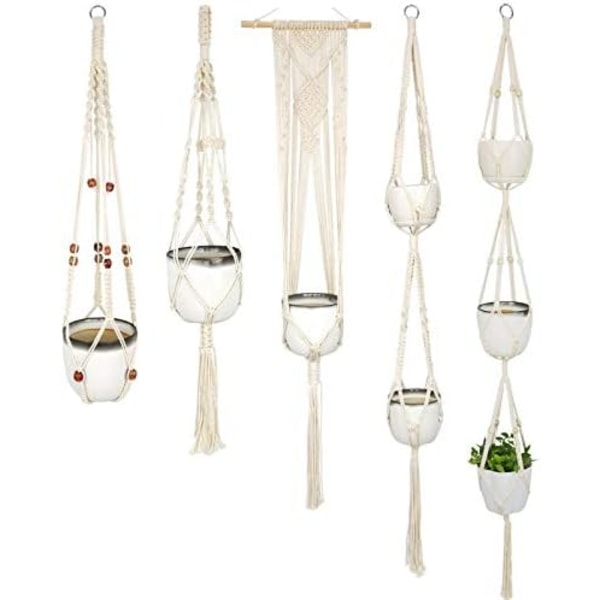 Macrame hängande korg, Macrame växt hängare, Bomullsrep hängande