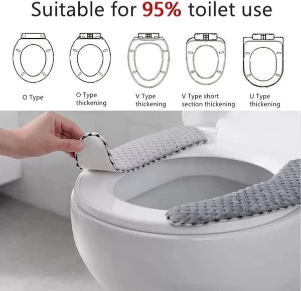 2 Par Toiletklapbeskyttere i Blød, Tyk Grå Polstring - Ikke Skridsikker