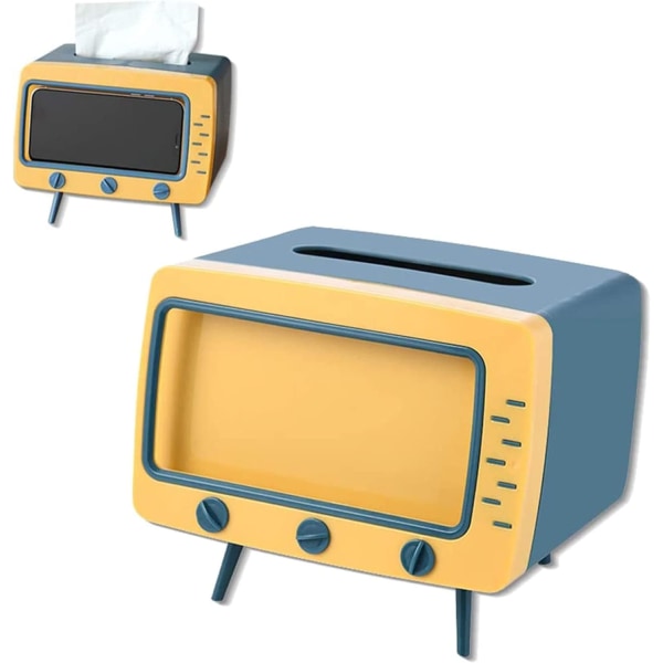 Veivisskboksdeksel Gult (7.28*5.70*6.29 tommer) Retro TV Telefonholder
