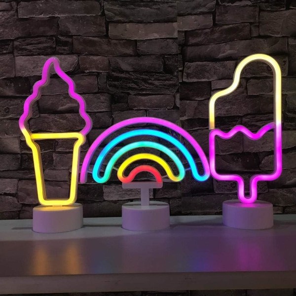 Popsicle LED-yövalo jalustalla, LED-neonvalo kyltti seinäkoriste