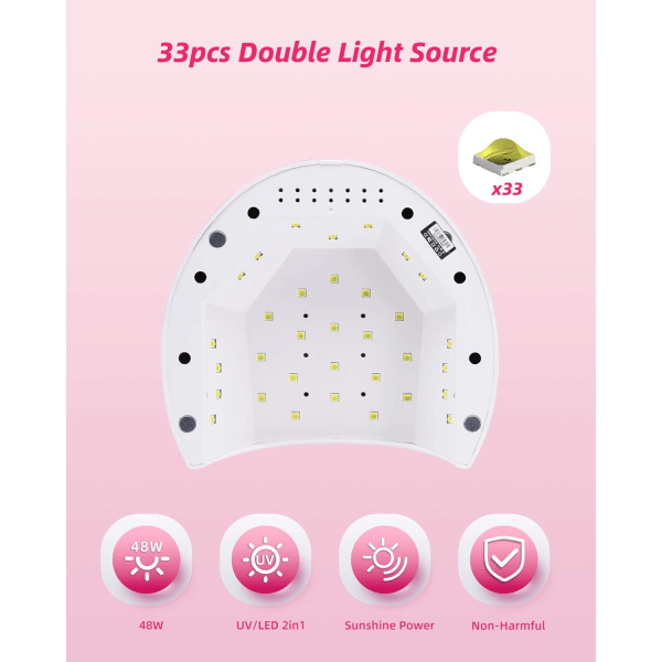 UV LED Nail Dryer Lamp, 48W Portable Professional Automatic Nail