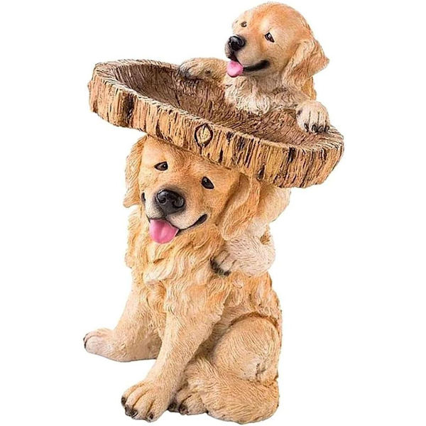 Havefigurer til fuglebad i haven - Hundestatue - Hundestatue - Dyrefigur til græsplænen