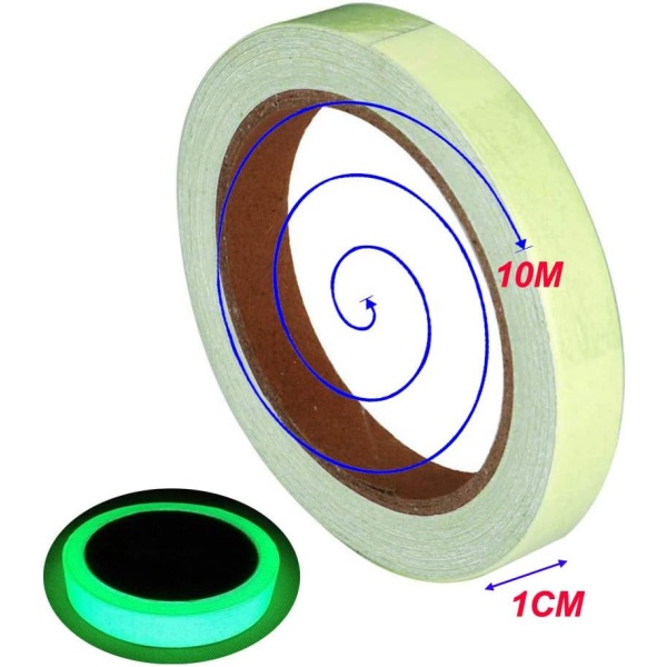 2 stk 10m x 1cm Glow in the Dark Tape, Luminous Adhesive Tape,