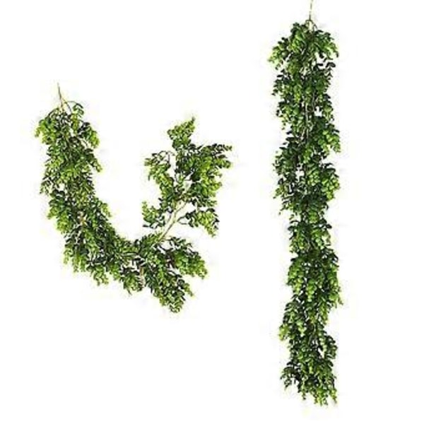 Kunstige planter, vinstokke, simuleret grøn eukalyptusblade, hængende rattan, resistent plastikplanter til væg, indendørs og udendørs