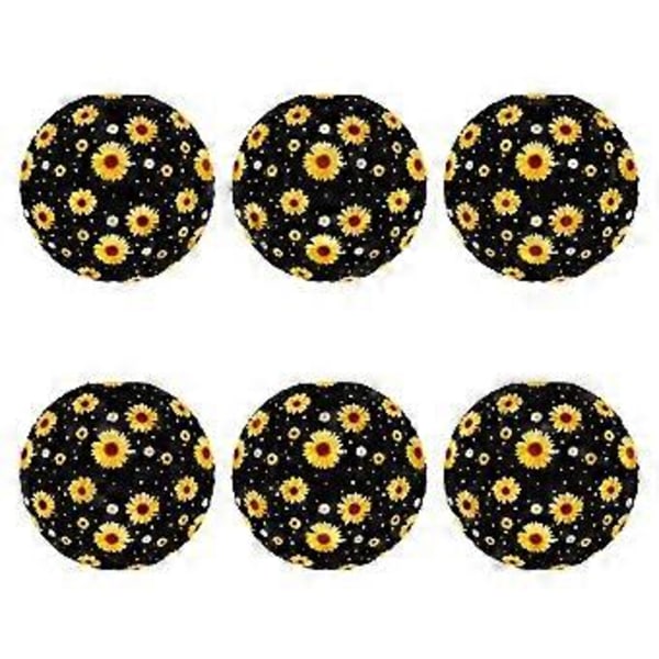 6 Delikata Papperslyktor med Solrosdesign 25 cm Hängande Partydekorationer för Bröllop och Evenemang Svart Black