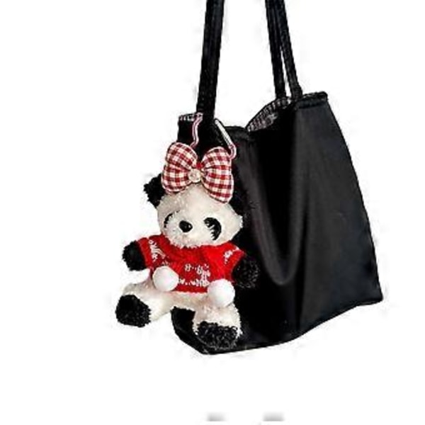 Bedårande Panda Nyckelring Mjuk Panda Hänge Nyckelring Hänge Plysch Panda Dockor Plysch Material Perfekt för Ryggsäckar Plånböcker tröja rosett sweater bow
