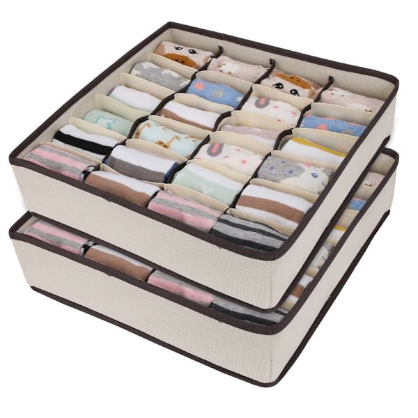 2 stk. Non-Woven sammenklappelig skuffeorganizer til undertøj, bh'er,