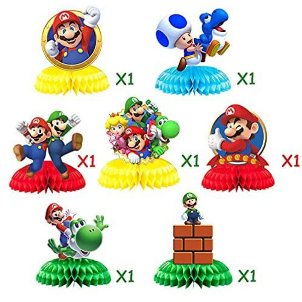 7 stk, Mario-tema fest honeycomb ball dekorasjon, fest hon