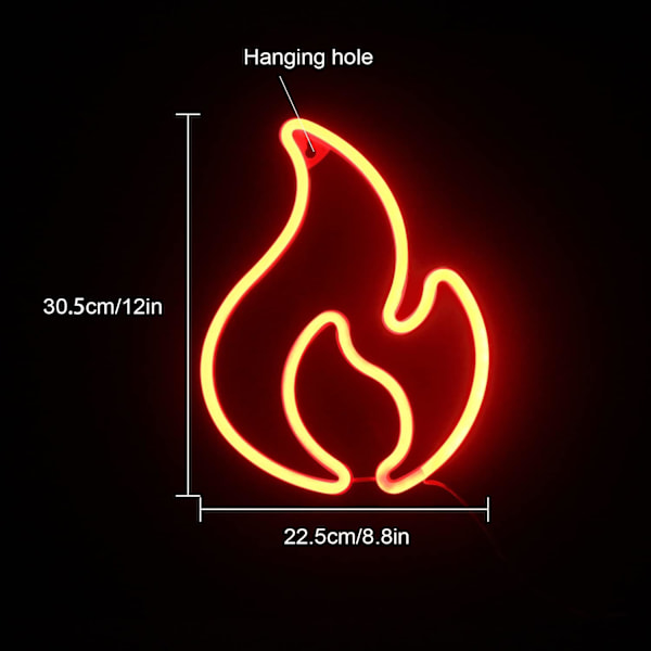 Flammiga neonljus för väggmontering Röd neon LED-skylt Lyser upp
