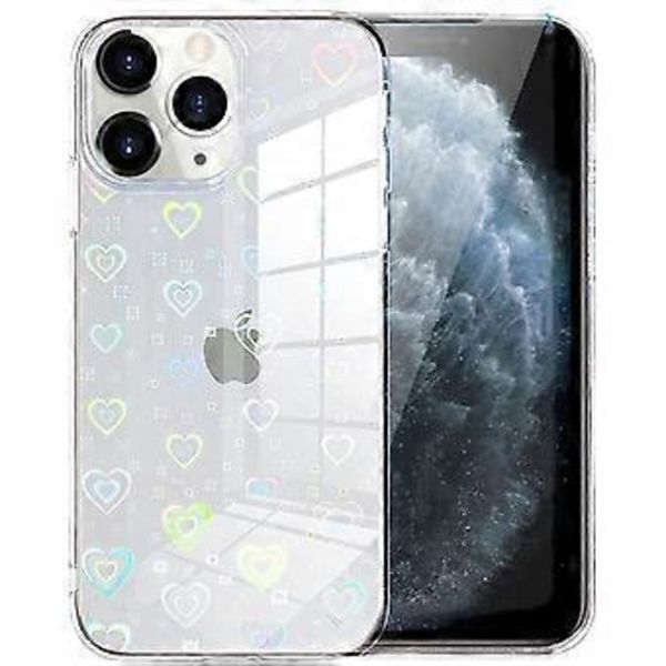 Yhteensopiva iPhone 11 Pro Max -kotelon kanssa Laser Bling Glitter Sateenkaari Rakkaus Sydän Kotelo, Söpö Kuvio Suunniteltu iPhone 11 Pro Max -kotelolle Tytöt Naiset