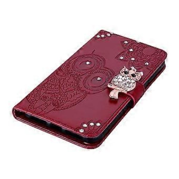 Plånboksfodral för Samsung Galaxy S24 FE Uggla Blomma Tryckt Strass Läderfodral Style A