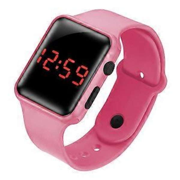 LED Digitalt Armbåndsur Unisex Børn Piger Drenge Sport Silikone Dame Herre Armbåndsur Pink