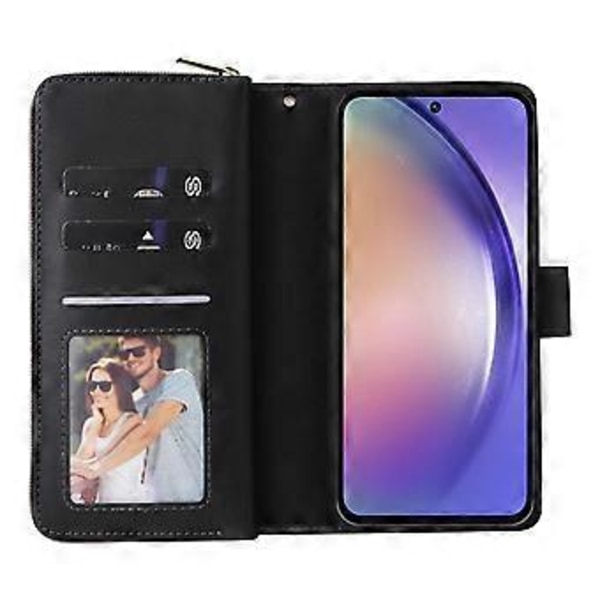 Til Samsung Galaxy A55 5G Etui Kortlommer Lynlås Læder Telefon Cover Style D