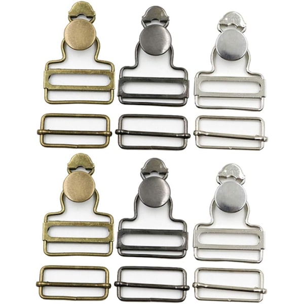 6 Set Overall Spännen (38 MM) Metalliska Byxhängare Ersättnings Spännen