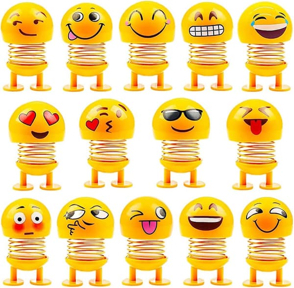 14 stk. Forårs-Søde Emoji Rystende Dukke Bil Interiør Ornament Dashboard