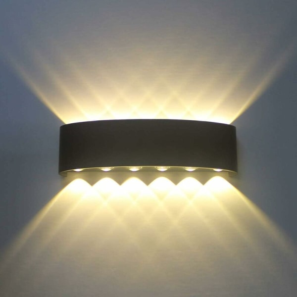 Indendørs væglamper 12W LED Op og Ned Sort Aluminium Vægskål