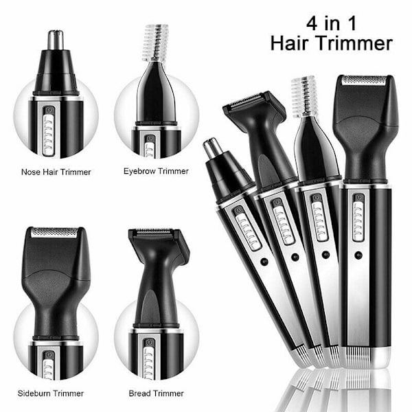 Ammattimainen USB-ladattava nenä- ja korvakarvatrimmeri, miehille