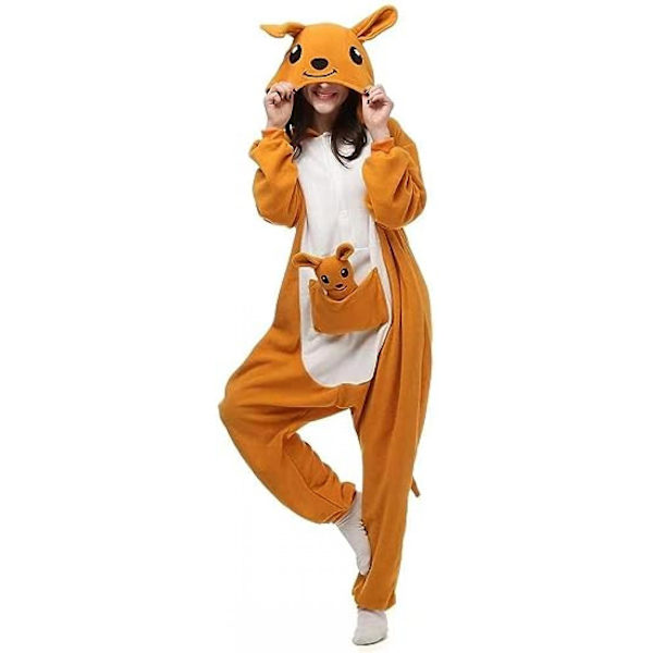 Flerkaraktär Djur Hooded Pyjamas Jumpsuit Cosplay Kostym.M.Känguru Kangaroo M