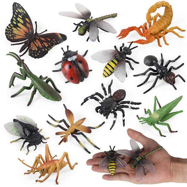 12 st realistiska insektsfigurer leksaker Multi-style pedagogiska för