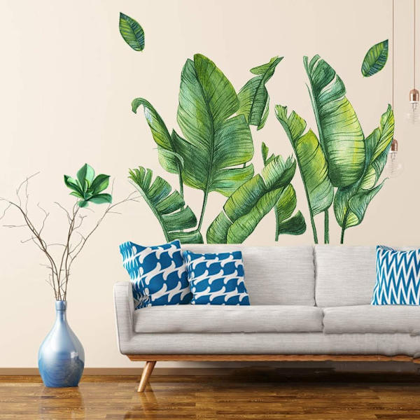 Bananblad Tropiske Planter Skrell og Lim Tapet, Gigant Grønn