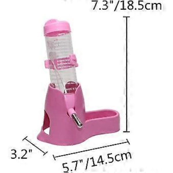 3 i 1 Hengende Vannflaske til Hamster Automatisk Drikkedispenser med Base for Dverg Hamster Mus Rotte Piggsvin (125ML Rosa)