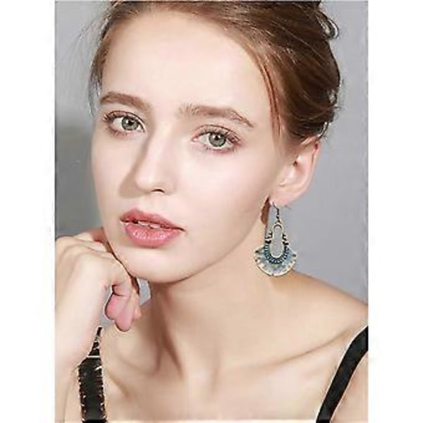 Heytea Boho Chic Käsintehdyt Ontot Kilven Muotoiset Vasaroidut Riippuvat Korvakorut Vintage Statement Riippuvat Korvakorut Naisille Tytöille