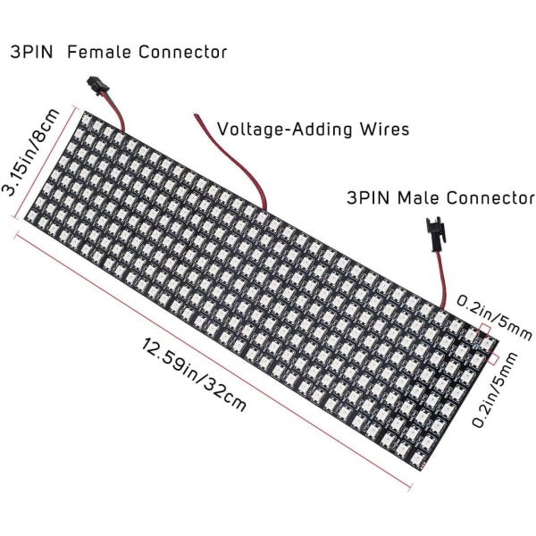 LED Phantom Pixel -näyttö WS2812, DC5V, 32 * 8cm ohjelmoitava RGB