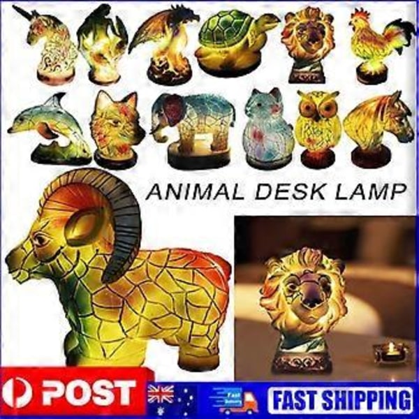 Dyrebordslampe Farget Glass Nattlampe Retro Skrivebordslamper Julegave