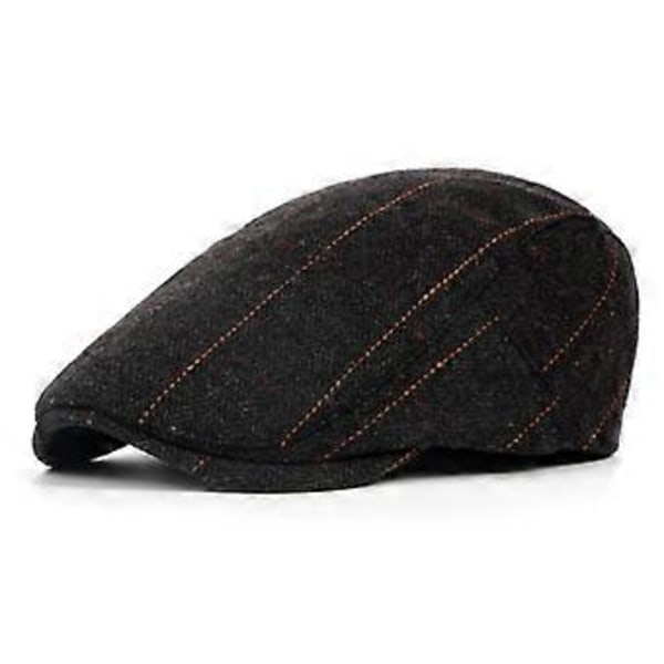 Peaked cap til midaldrende og ældre, justerbar klassisk beret flat cap (sort)