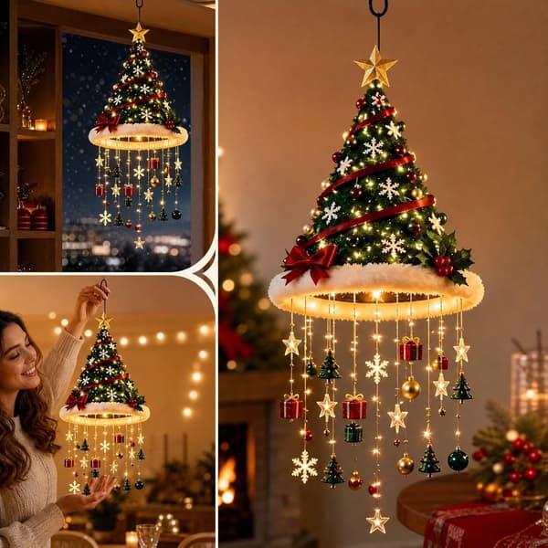 Julhattsbelysning, dekorativ hattformad ljuskrona, juldekoration, stil D D