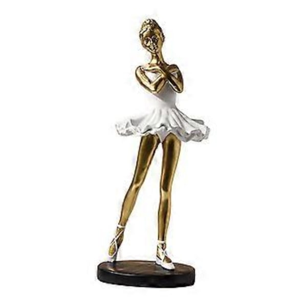 Ballerina Statyer Figurer Resin Flicka Figur Display Dansare Skulptur Statyett för Entré Sovsal Inflyttningsfest Matbord (Stil A Gyllene)