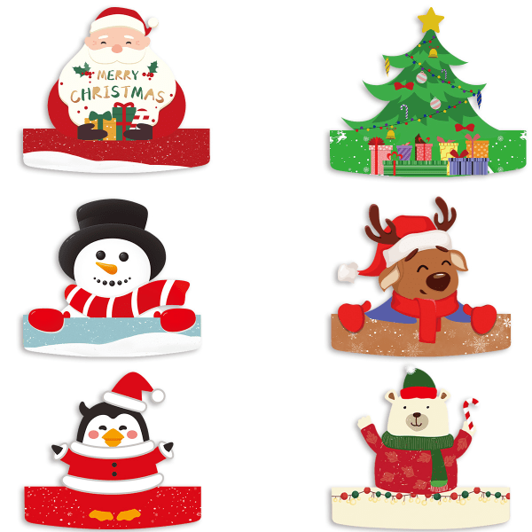 12 stykker julepapir krone festhatter for barn pannebånd San