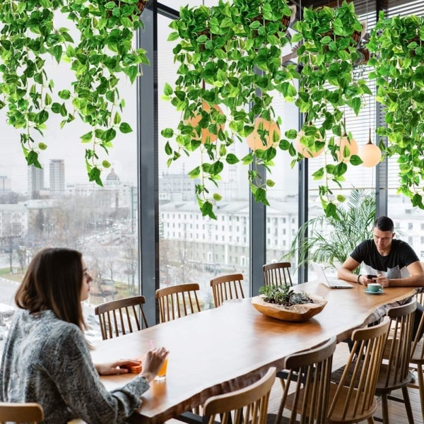 Kunstig eføy klatreplante, 2 stk kunstig hengeplante for innendørs og utendørs dekorasjon Kunstig vin falske hengeplanter