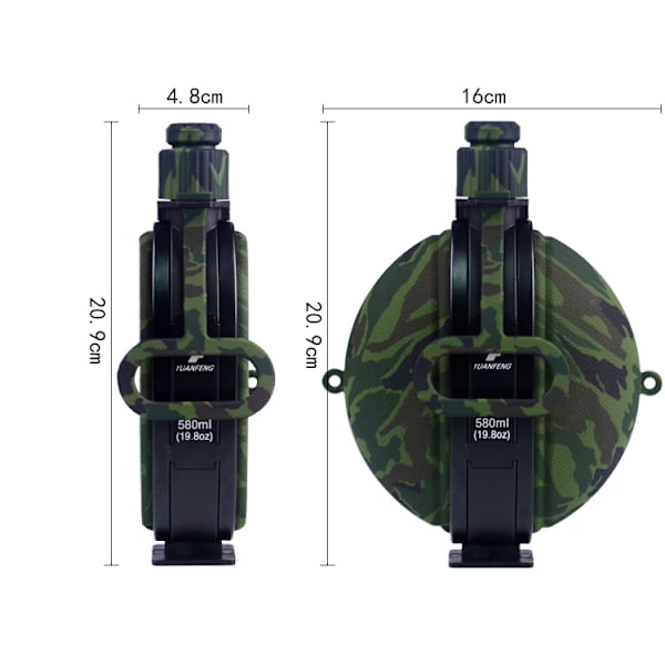 Hopfällbar vattenflaska, present till far och son, bärbar resevattenflaska, återanvändbar, BPA-fri, hopfällbar silikonvattenflaska för gym (kamouflagegrön) 580 ml