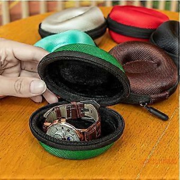 Bärbar Klockförvaringslåda Rese Rund Klockfodral För Armbandsur Och Smartklockor Flera Färger Valfritt brun brown