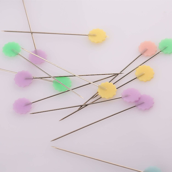 200 stk. Flat Flower Head Pins med Oppbevaringsboks Assorterte Farger De