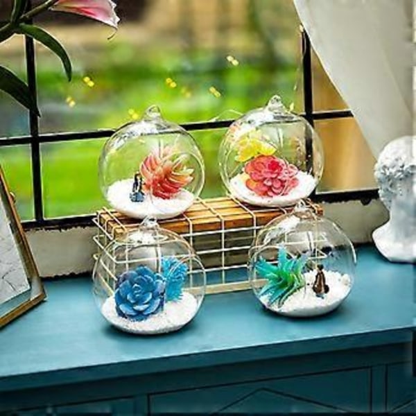 Hengende Glass Terrarium Globe Telys Lysestake Sukkulenter Vase Henger for Hjem Bryllupsfest Innendørs Utendørs Dekorasjon 10CM 10CM