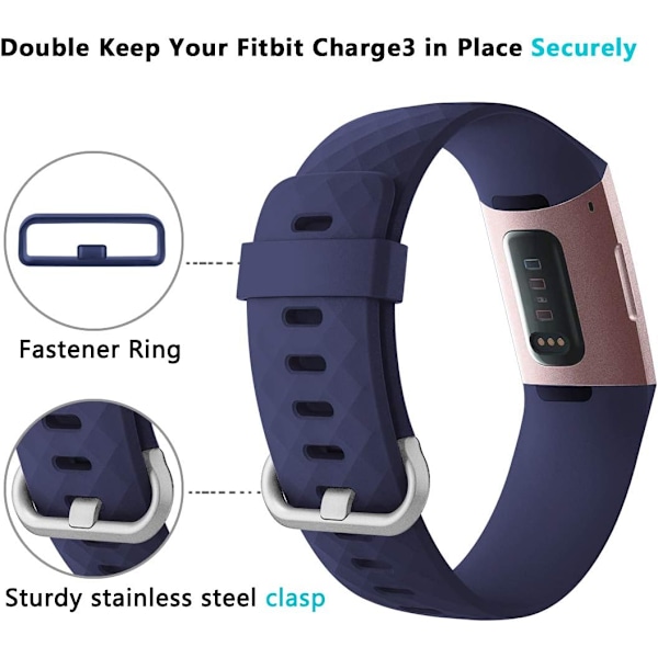 2 stk. udskiftningsremme kompatibel med Fitbit Charge 3/Fitbit C