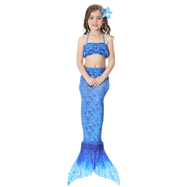 Barn og jenter vakker fiskehale bikini sett badedrakt -9-10 år, mørk blå Dark Blue 9-10years