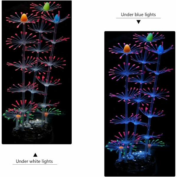 Remsa korallväxt prydnad lysande effekt artificiell silikon dekoration för fisk tank, akvarium landskap - rosa
