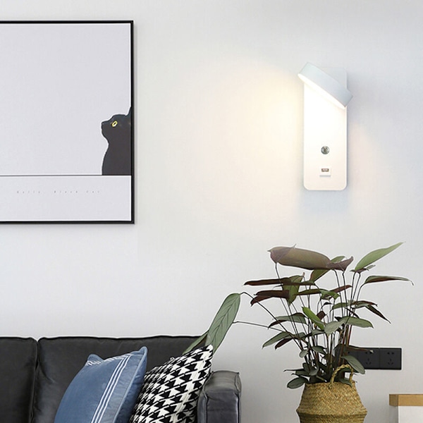 (3000k) Varmvit sänglampa modern vägglampa med strömbrytare, LE