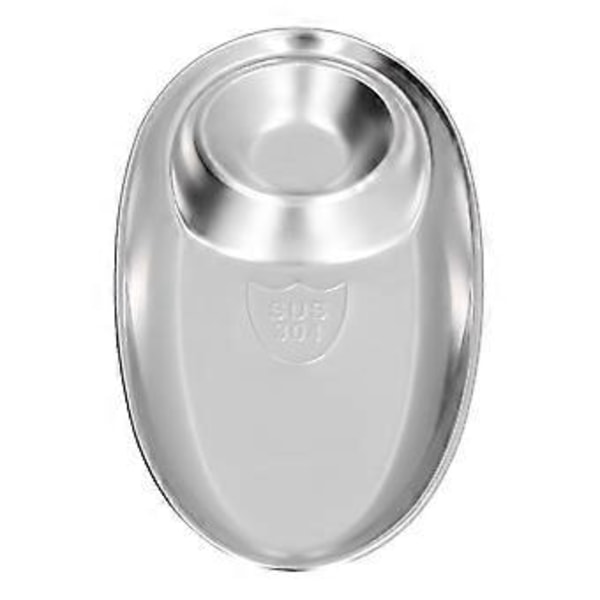 304 Rostfritt Stål Snackstallrik, Oval Delad Kryddskål för Hem Utomhus Camping, Silver