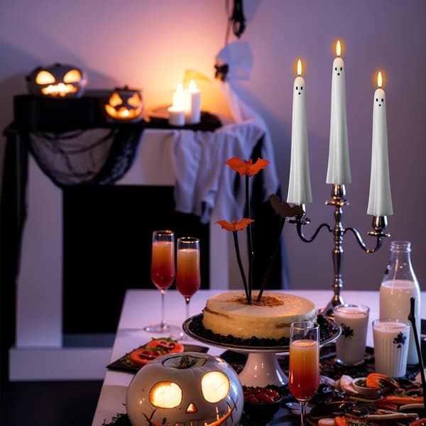 2-delt sæt Halloween spøgelsestema flammefri gradientlys, 3D spøgelse Halloween LED-lys 2PCS