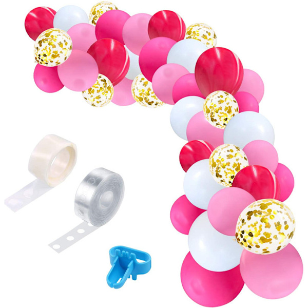 Ballongbåge Kit i Rosa - Starkrosa och Roseröd Latexballonger, Metall