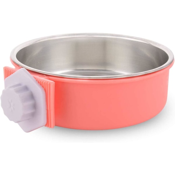Pink Detachable Stainless Steel Dog Cage Bowl Small Dog Water Bow
