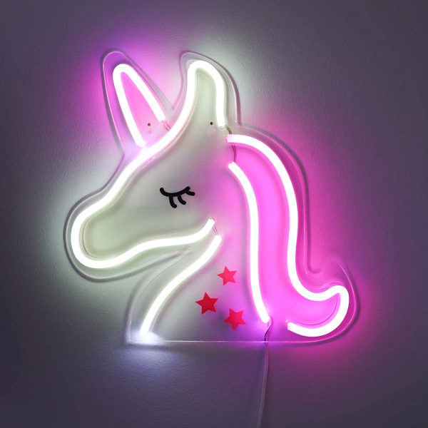 13\" x 13\" LED Neon Pink og Hvid Enhjørning Væglogo til Seje Lys