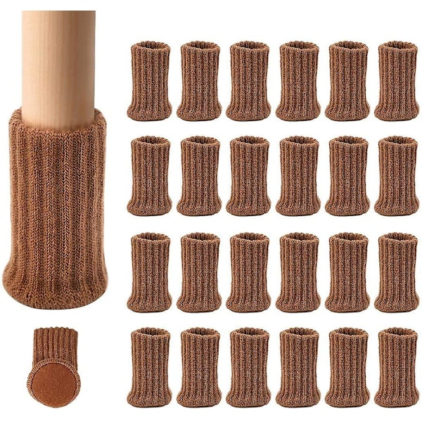 24 Pakk Stolsbeinbeskyttere Strikkede Møbelfotsokker Tykk B