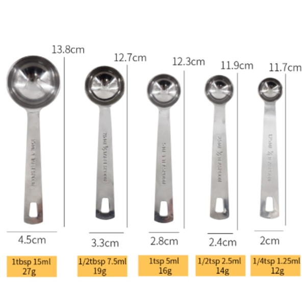 Stainless Steel Measuring Spoon Set Silver, Standard